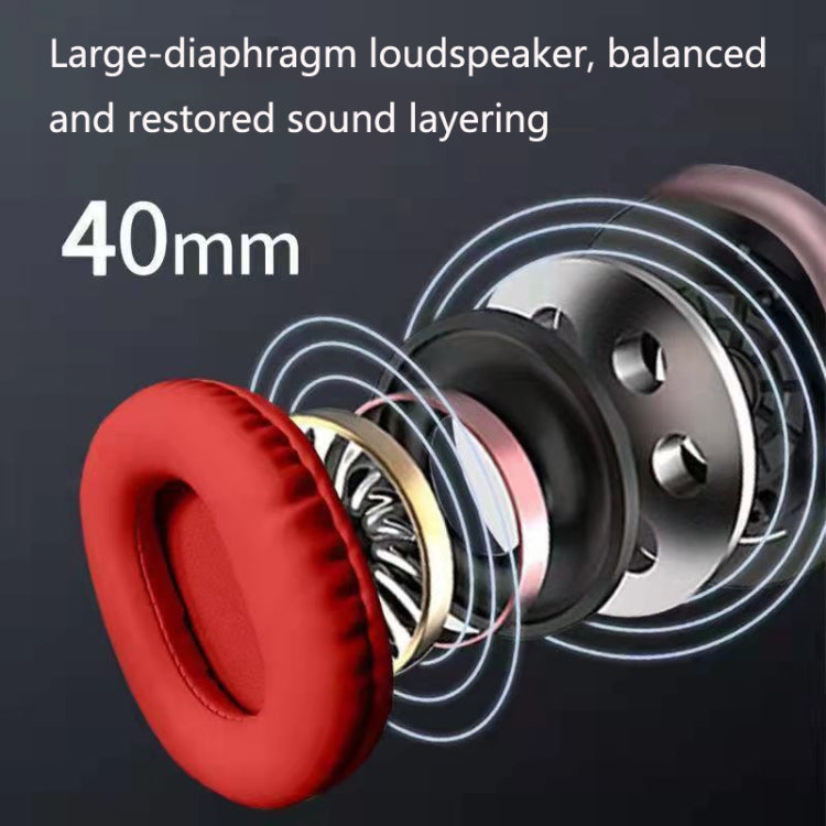 P9 Bluetooth 5.1 Subwoofer Wireless Headset Support AUX / TF Card(Red) - Headset & Headphone by PMC TechLife | Online Shopping South Africa | PMC TechLife