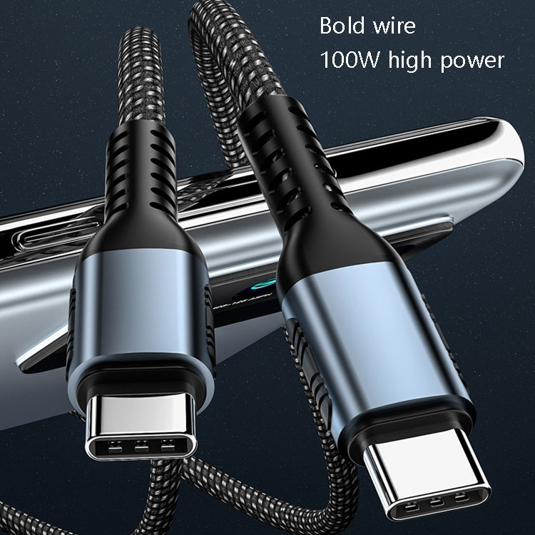 1m 100W PD Fast Charge Type-C Male to Male Data Sync Charging Braided Cable, Length: - USB-C & Type-C Cable by PMC TechLife | Online Shopping South Africa | PMC TechLife