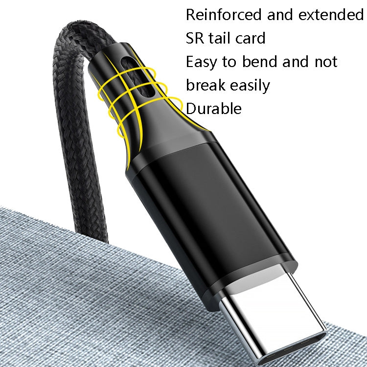 4 PCS 2.4A USB-C / Type-C to USB Braided Fast Charging Sync Data Cable, Length: 2m (Black) - USB-C & Type-C Cable by PMC TechLife | Online Shopping South Africa | PMC TechLife | Buy Now Pay Later Mobicred