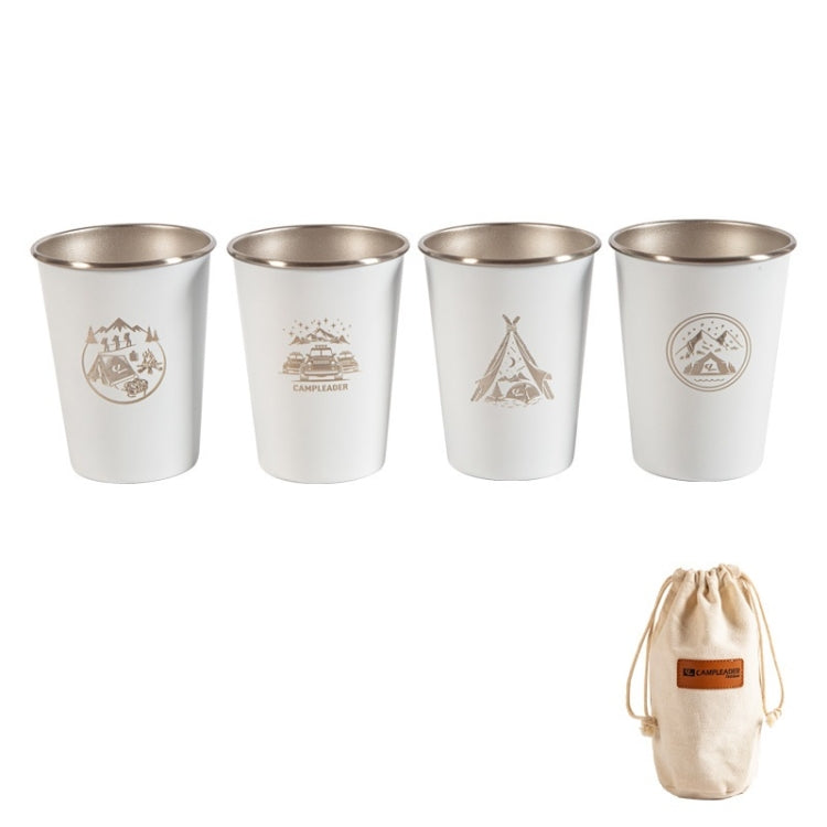 4 PCS / Set Outdoor Picnic Stainless Steel Cup With Storage Bag (White) - Cookwares & Tablewares by PMC TechLife | Online Shopping South Africa | PMC TechLife | Buy Now Pay Later Mobicred