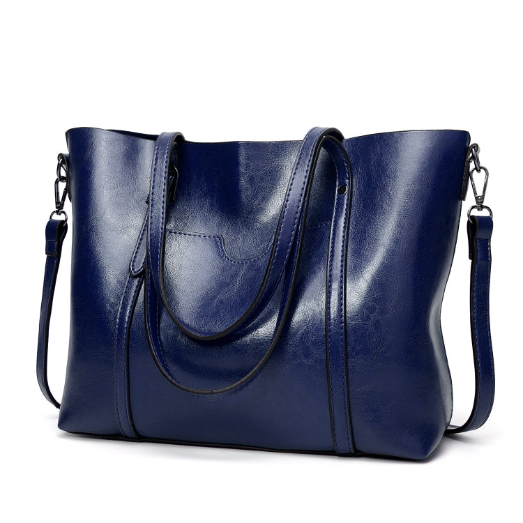888-G9 Oil Wax Leather All-Match Fashion Handbag(Navy Blue) - Handbags by PMC TechLife | Online Shopping South Africa | PMC TechLife
