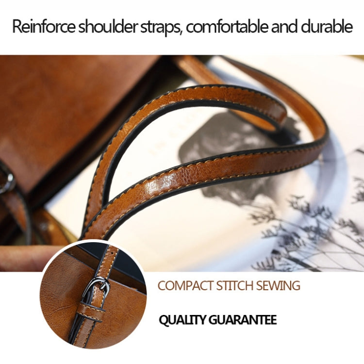 888-G9 Oil Wax Leather All-Match Fashion Handbag(Navy Blue) - Handbags by PMC TechLife | Online Shopping South Africa | PMC TechLife