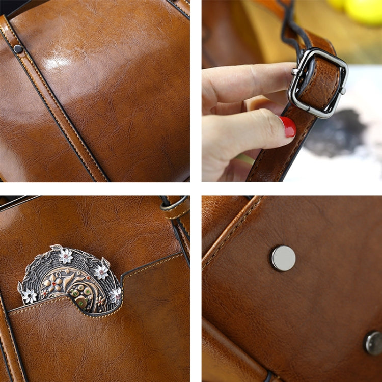 888-G9 Oil Wax Leather All-Match Fashion Handbag(Navy Blue) - Handbags by PMC TechLife | Online Shopping South Africa | PMC TechLife