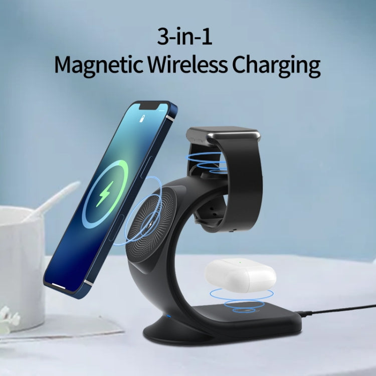 OJD-83 3 in 1 Magnetic Suction Vertical Bracket Wireless Charger for Mobile Phone & iWatch & AirPods(White) - Wireless Charger by PMC TechLife | Online Shopping South Africa | PMC TechLife