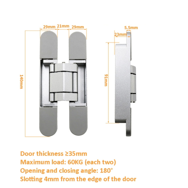 Three-Dimensional Adjustable Cross Hinge Folding Door Concealed Hinge, Specification: No. 2 Sand Silver 60kg - Furniture Accessories by PMC TechLife | Online Shopping South Africa | PMC TechLife