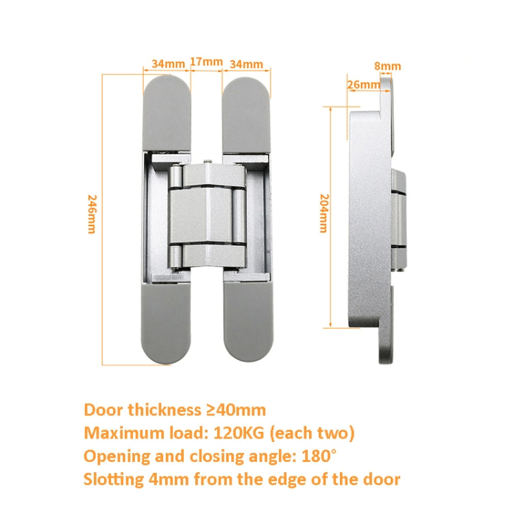 Three-Dimensional Adjustable Cross Hinge Folding Door Concealed Hinge, Specification: No. 5 Sand Silver 120kg - Furniture Accessories by PMC TechLife | Online Shopping South Africa | PMC TechLife