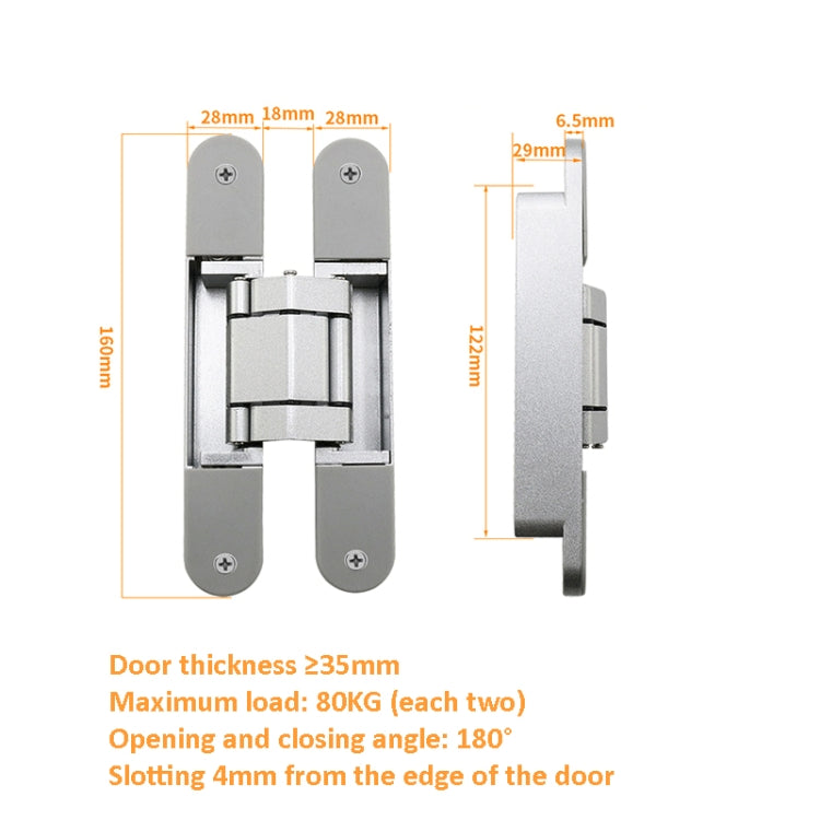 Three-Dimensional Adjustable Cross Hinge Folding Door Concealed Hinge, Specification: No. 3 Dumb Black 80kg - Furniture Accessories by PMC TechLife | Online Shopping South Africa | PMC TechLife