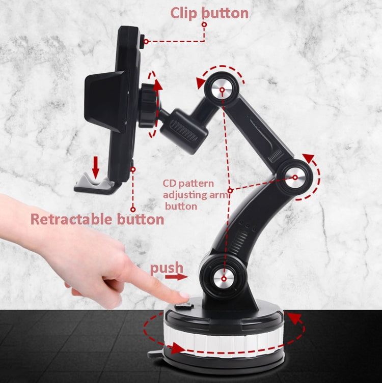 X-0566 Big Suction Cup Car Phone Holder Center Console Phone Holder(Black Gray) - Car Holders by PMC TechLife | Online Shopping South Africa | PMC TechLife
