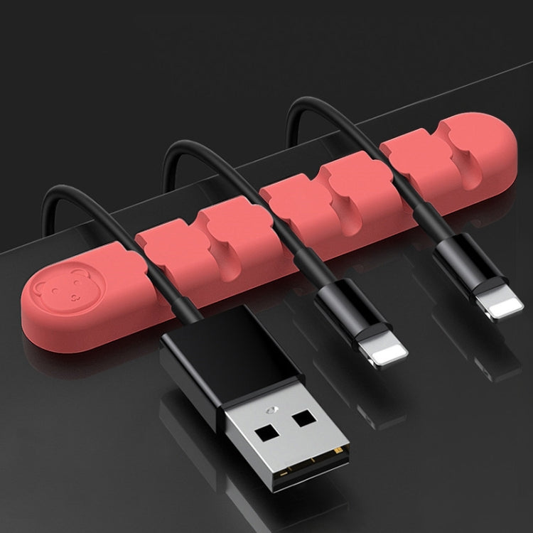 6 Holes Bear Silicone Desktop Data Cable Organizing And Fixing Device(Camellia Red) - Cable Organizer by PMC TechLife | Online Shopping South Africa | PMC TechLife | Buy Now Pay Later Mobicred