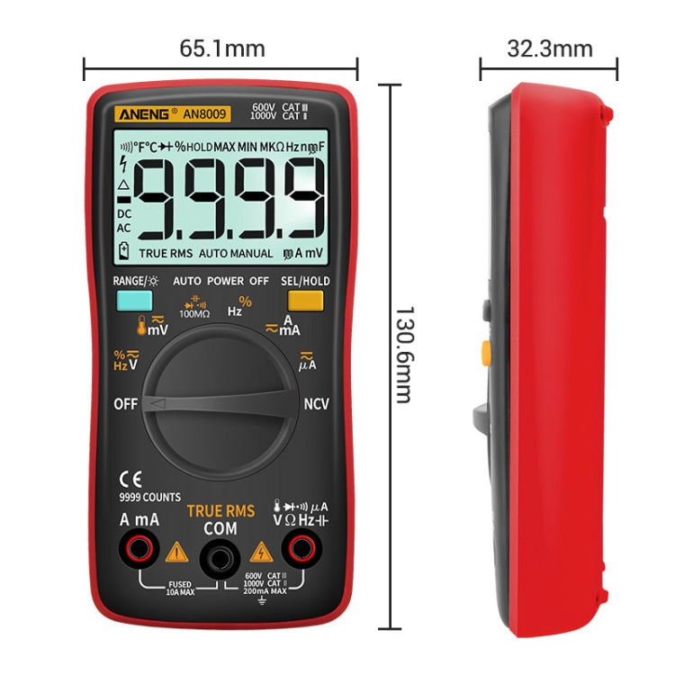 ANENG AN8009 NVC Digital Display Multimeter, Specification: Standard with Cable(Red) - free shipping - PMC TechLife - Order now!