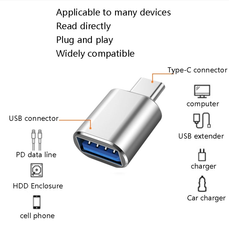 10 PCS USB 3.0 Female to USB-C / Type-C Male OTG Adapter(Gold) - OTG Adapter by PMC TechLife | Online Shopping South Africa | PMC TechLife | Buy Now Pay Later Mobicred