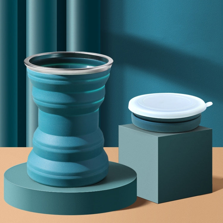 AK1313 320ml Portable Silicone Folding Water Cup With Lid(Blue) - Kettles by PMC TechLife | Online Shopping South Africa | PMC TechLife