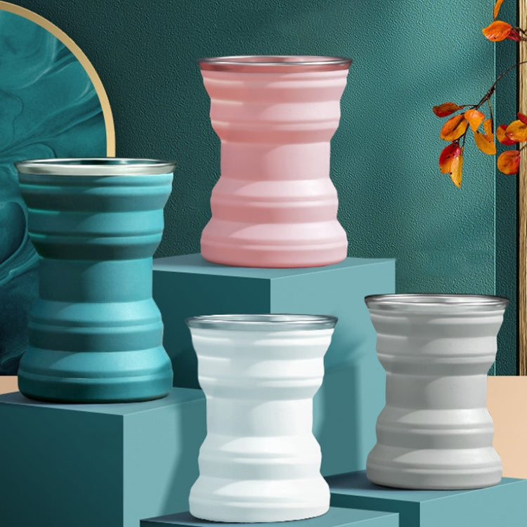 AK1313 320ml Portable Silicone Folding Water Cup With Lid(Blue) - Kettles by PMC TechLife | Online Shopping South Africa | PMC TechLife