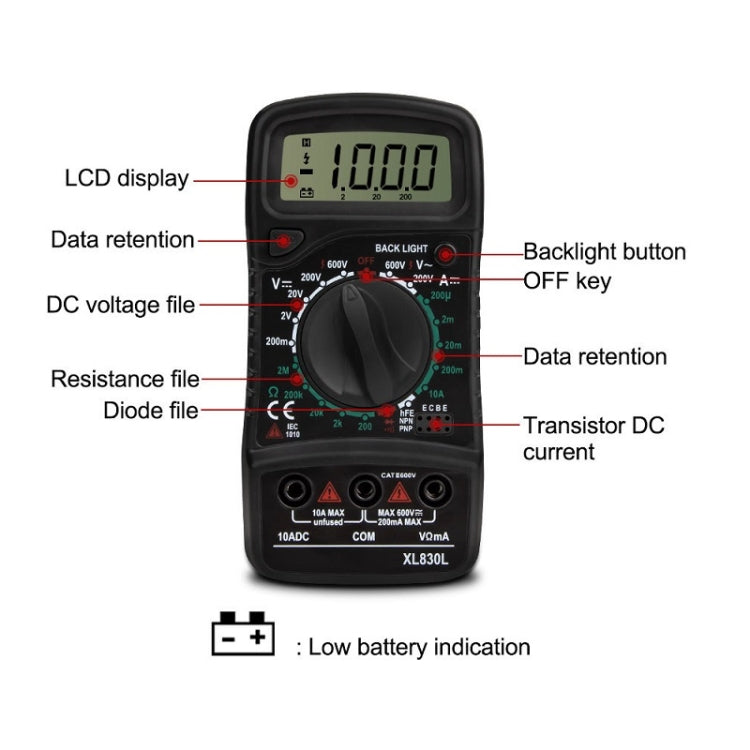 ANENG XL830L Multi-Function Digital Display High-Precision Digital Multimeter, Specification: Bubble Bag Packing(Orange) - free shipping - PMC TechLife - Order now!
