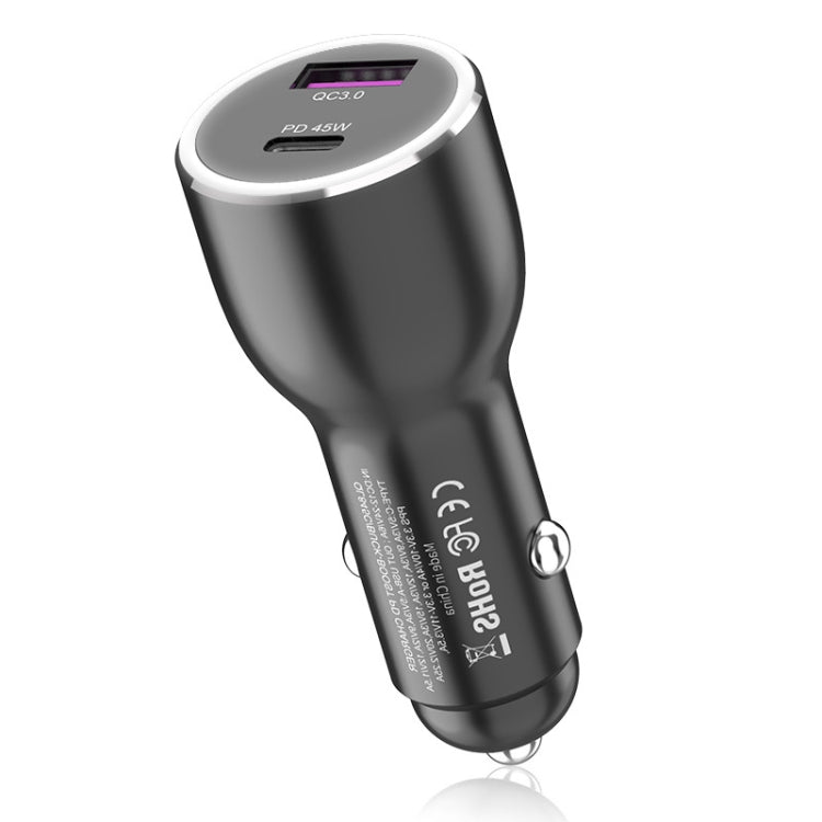QL845C PD 45W USB-C / Type-C + QC 3.0 USB Car Charger(Black) - Car Charger by PMC TechLife | Online Shopping South Africa | PMC TechLife