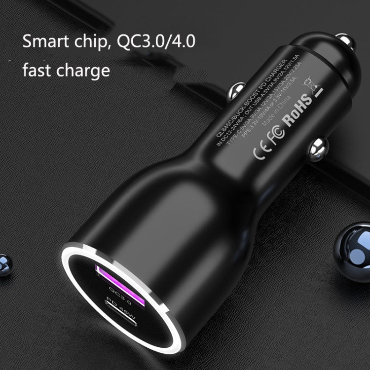 QL845C PD 45W USB-C / Type-C + QC 3.0 USB Car Charger(Black) - Car Charger by PMC TechLife | Online Shopping South Africa | PMC TechLife