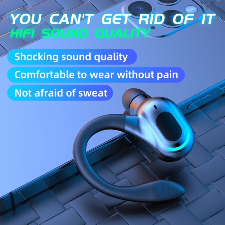 F8 Bluetooth 5.1 Ear-Mounted Stereo Wireless Sports Earphone(Black+Blue) - Bluetooth Earphone by PMC TechLife | Online Shopping South Africa | PMC TechLife