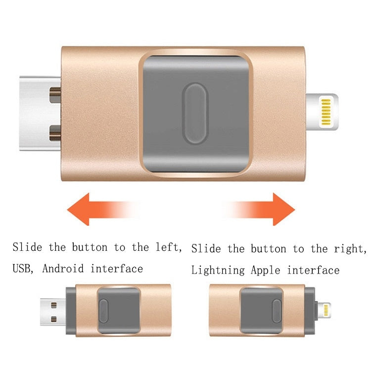 256GB Type-C + 8 Pin + USB 3.0  3 In 1 OTG Metal USB Flash Drive(Silver) - U Disk & Card Reader by PMC TechLife | Online Shopping South Africa | PMC TechLife
