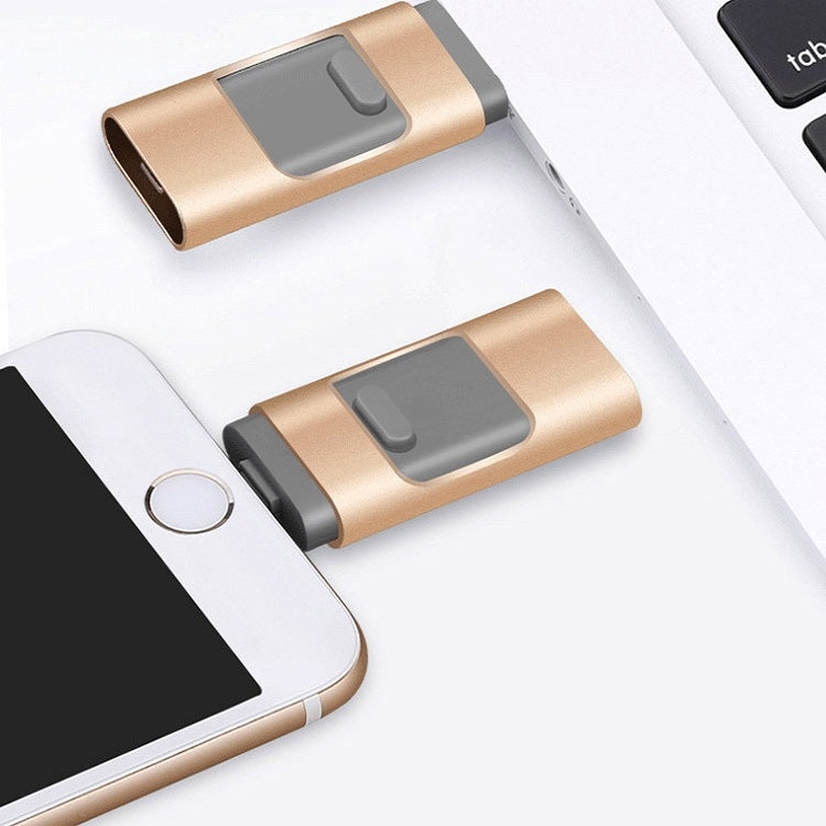 256GB Type-C + 8 Pin + USB 3.0  3 In 1 OTG Metal USB Flash Drive(Black) - U Disk & Card Reader by PMC TechLife | Online Shopping South Africa | PMC TechLife