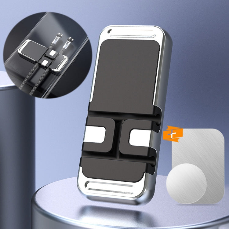 2 PCS S15 Magnetic Aluminum Alloy Bracket Data Cable Storage Sticker Car Phone Holder(Silver) - free shipping - PMC TechLife - Order now!