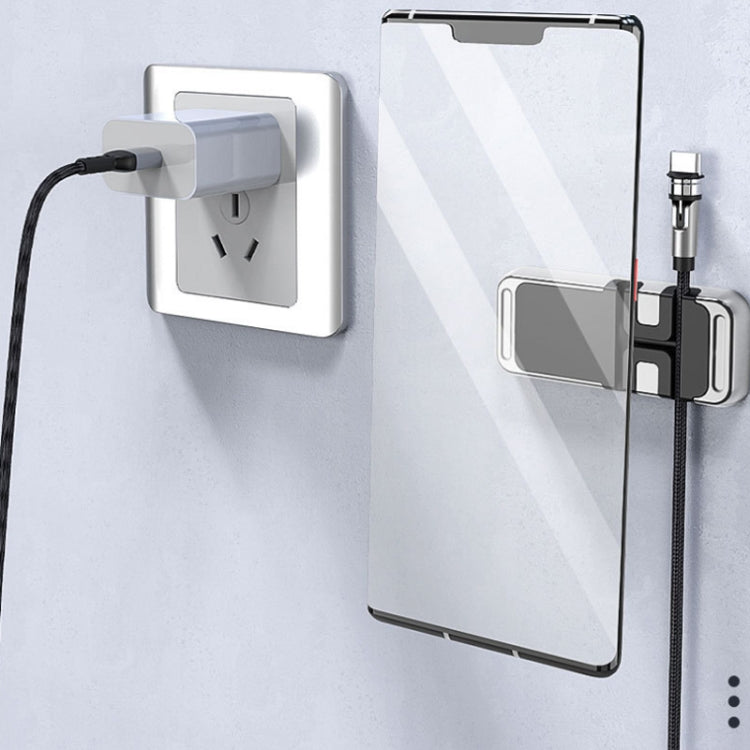 2 PCS S15 Magnetic Aluminum Alloy Bracket Data Cable Storage Sticker Car Phone Holder(Black) - Car Holders by PMC TechLife | Online Shopping South Africa | PMC TechLife