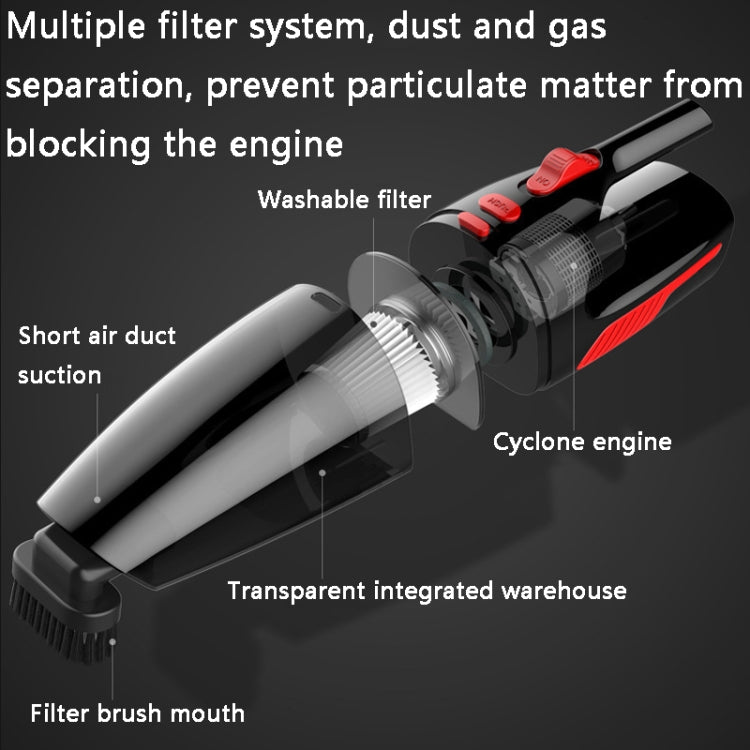 CS1016 120W Cordless Dry Wet Car Handheld Vacuum Cleaner With Light(Black) - free shipping - PMC TechLife - Order now!