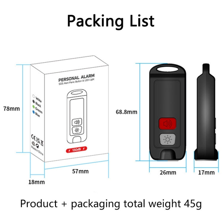 AF-2002 130dB Rechargeable Anti-Wolf Alarm Self-Defense Device With Distress Light(Blue) - free shipping - PMC TechLife - Order now!