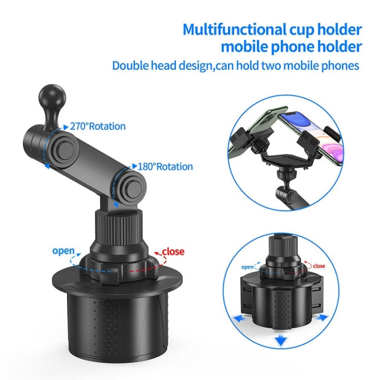 Double Chuck Rotary Multifunctional Cup Holder Mobile Phone Holder(Cup T1) - Car Holders by PMC TechLife | Online Shopping South Africa | PMC TechLife