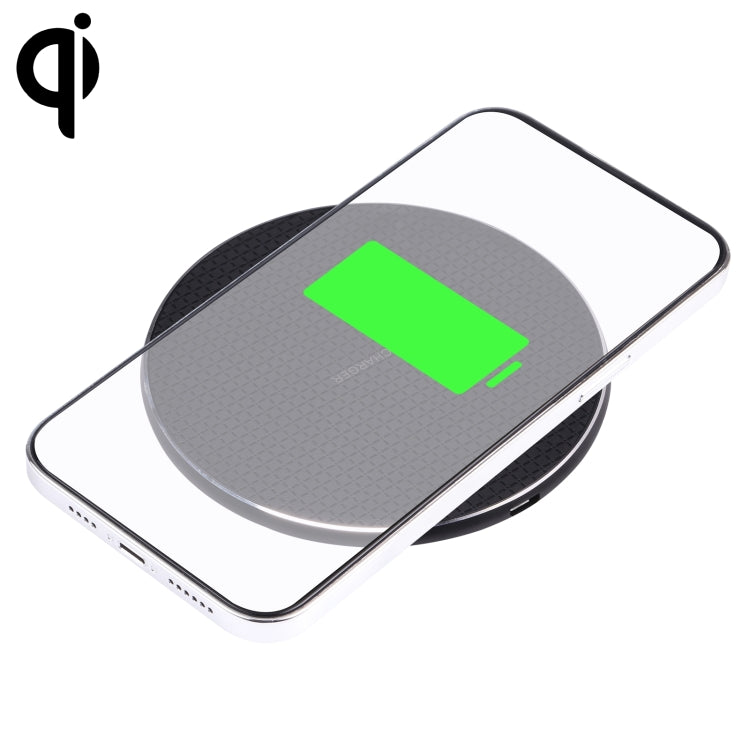 Q25 15W Plaid Pattern Desktop Metal Round Wireless Charger(Black) - free shipping - PMC TechLife - Order now!