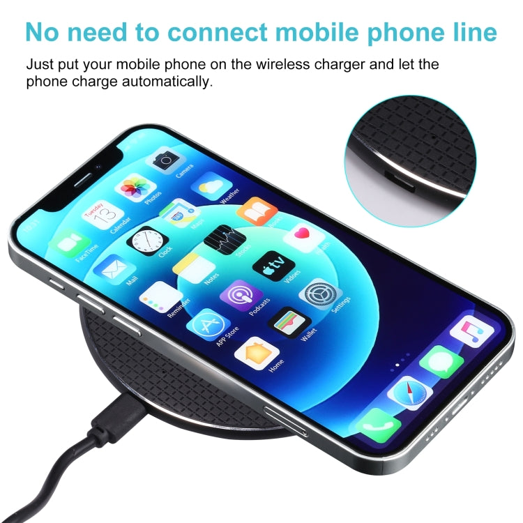 Q25 15W Plaid Pattern Desktop Metal Round Wireless Charger(Black) - free shipping - PMC TechLife - Order now!