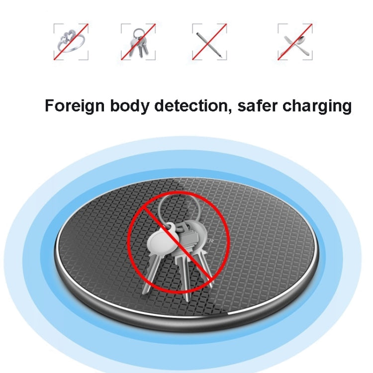 Q25 15W Plaid Pattern Desktop Metal Round Wireless Charger(Black) - free shipping - PMC TechLife - Order now!