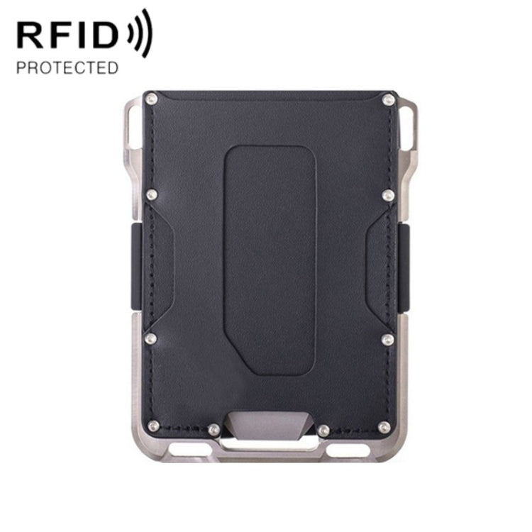 RFID Metal Anti-Theft Credit Card Holder(Silver Metal + Black Skin) - free shipping - PMC TechLife - Order now!