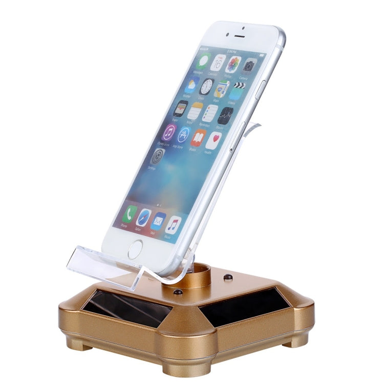 Solar Turntable Mobile Phone Stand Display Stand With Coloful Light(Gold) - Desktop Holder by PMC TechLife | Online Shopping South Africa | PMC TechLife