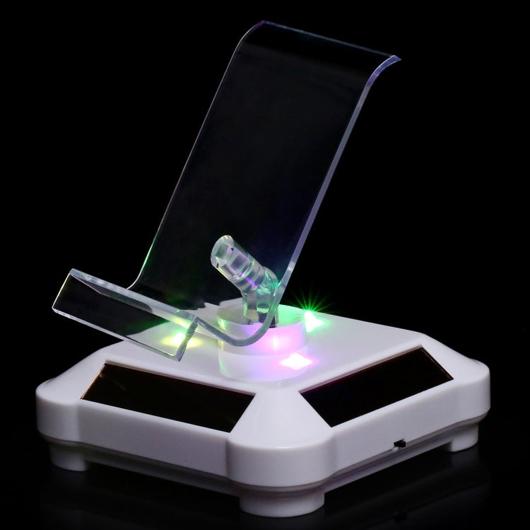 Solar Turntable Mobile Phone Stand Display Stand With Coloful Light(Silver) - Desktop Holder by PMC TechLife | Online Shopping South Africa | PMC TechLife