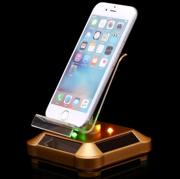 Solar Turntable Mobile Phone Stand Display Stand With Coloful Light(Black) - Desktop Holder by PMC TechLife | Online Shopping South Africa | PMC TechLife