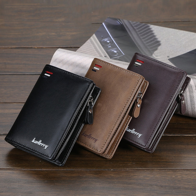 Baellerry D3216 Men Short Vertical Multi-Card Snap Coin Purse(Khaki) - Wallets by Baellerry | Online Shopping South Africa | PMC TechLife | Buy Now Pay Later Mobicred