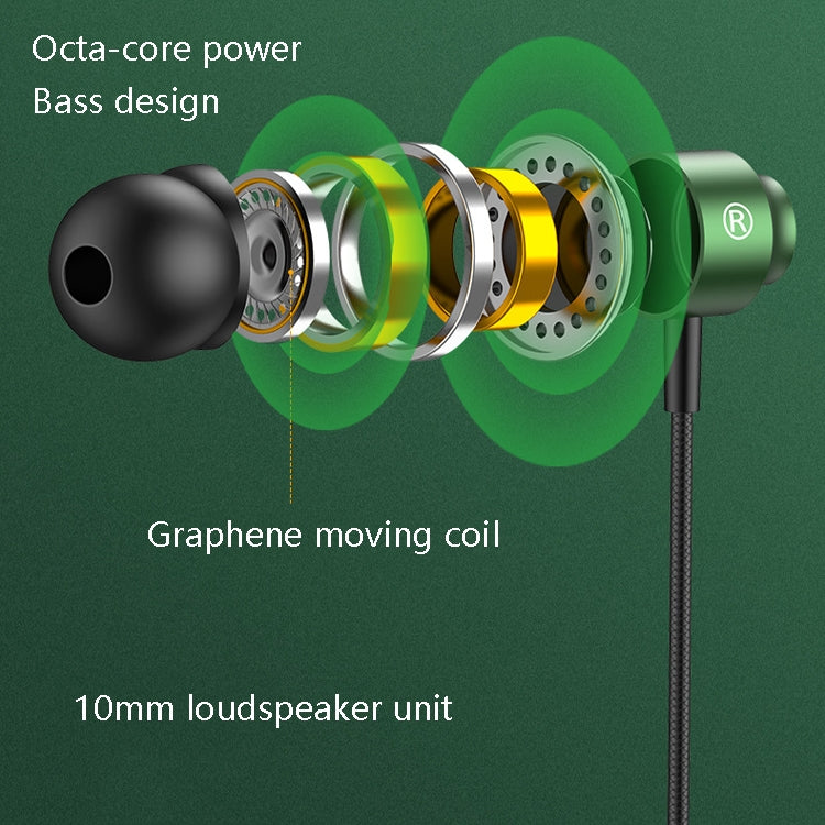 TS902 Metal In-Ear USB-C / Type-C Game Earphone, Cable Length: 1.2m(Green) - free shipping - PMC TechLife - Order now!