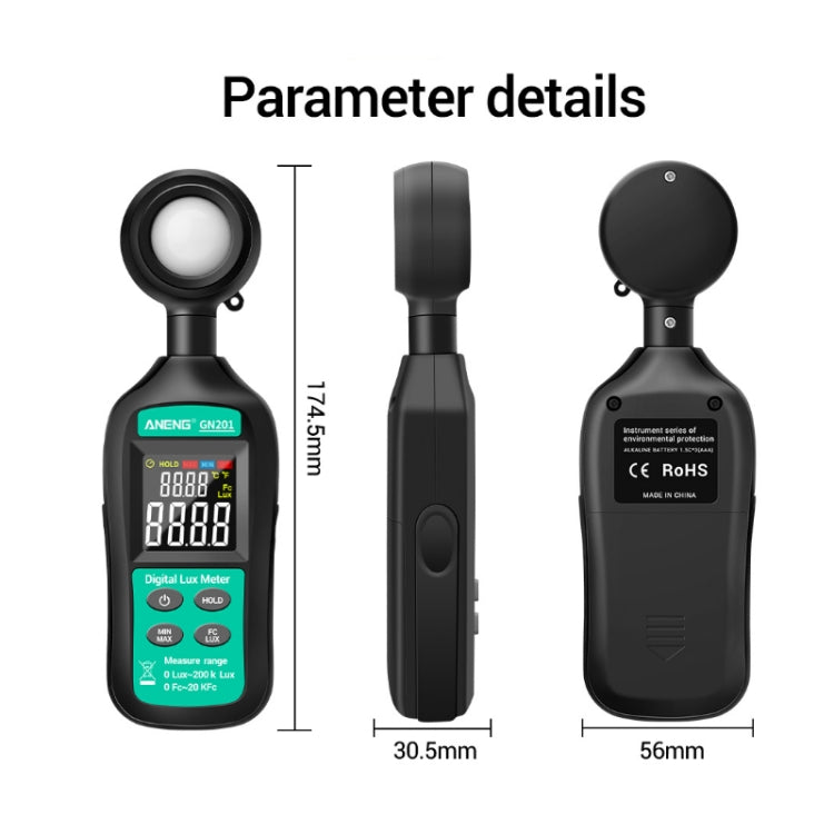 ANENG GN-201 High Precision Handheld Light Meter - free shipping - PMC TechLife - Order now!