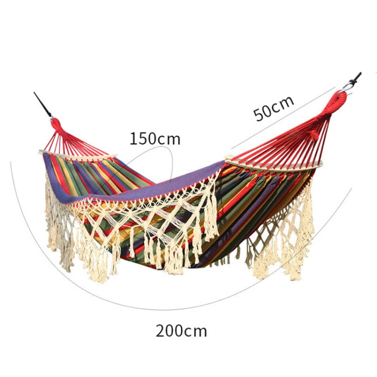 200x150cm Double Outdoor Camping Tassel Canvas Hammock with Stick(White) - Hammocks by PMC TechLife | Online Shopping South Africa | PMC TechLife | Buy Now Pay Later Mobicred