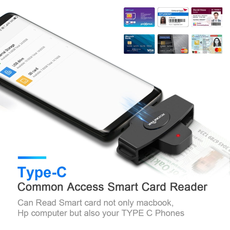 Rocketek CSCR3 Smart CAC Card Reader Type-c Bank Tax Declaration SIM Card/IC Card ID Card Reader(Black) -  by PMC TechLife | Online Shopping South Africa | PMC TechLife | Buy Now Pay Later Mobicred