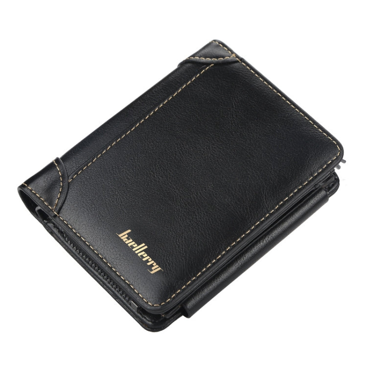 Baellerry D9159 Men Short Tri-Fold Zip Coin Purse Thin Card Holder(Black) - Wallets by Baellerry | Online Shopping South Africa | PMC TechLife | Buy Now Pay Later Mobicred