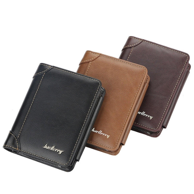 Baellerry D9159 Men Short Tri-Fold Zip Coin Purse Thin Card Holder(Coffee) - Wallets by Baellerry | Online Shopping South Africa | PMC TechLife | Buy Now Pay Later Mobicred