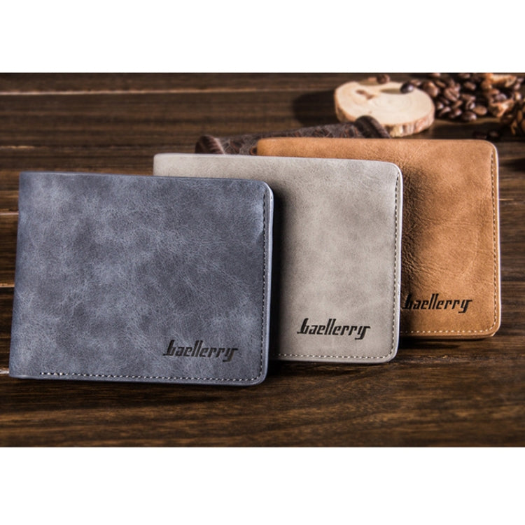 Baellerry BLR1152 Men Short Wallet Vintage Frosted Two Fold Wallet(Gray Horizontal) - free shipping - PMC TechLife - Order now!