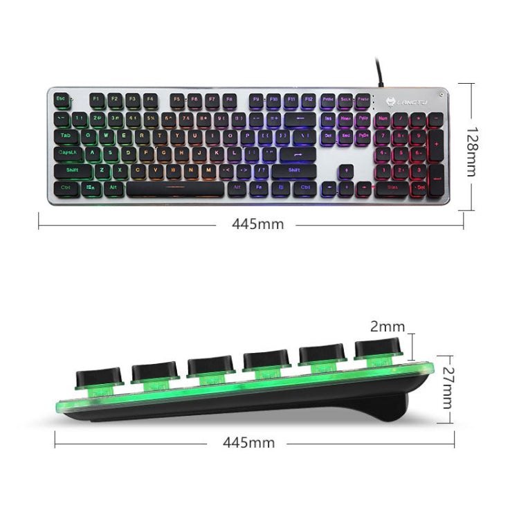LANGTU L1 104 Keys USB Home Office Film Luminous Wired Keyboard, Cable Length:1.6m(Ice Blue Light Black) - free shipping - PMC TechLife - Order now!