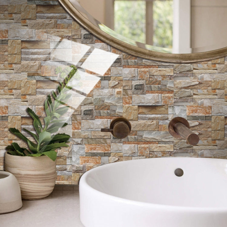 12 PCS 10 x 20cm Brick Pattern Crystal Film Glossy Tile Sticker Floor Sticker(Kit037) - Wall Tile Stickers by PMC TechLife | Online Shopping South Africa | PMC TechLife