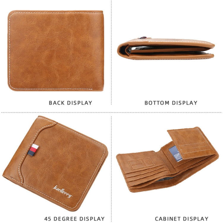 Baellerry Short Wallet Tri-fold Horizontal Coin Purse For Men(Dark Coffee) - Wallets by Baellerry | Online Shopping South Africa | PMC TechLife | Buy Now Pay Later Mobicred