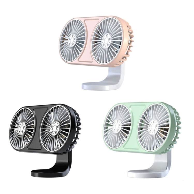 F211 Car Double Head With Led Electric Fan Car Air Outlet Instrument Panel USB Mini Fan(Black) - Heating & Fans by PMC TechLife | Online Shopping South Africa | PMC TechLife