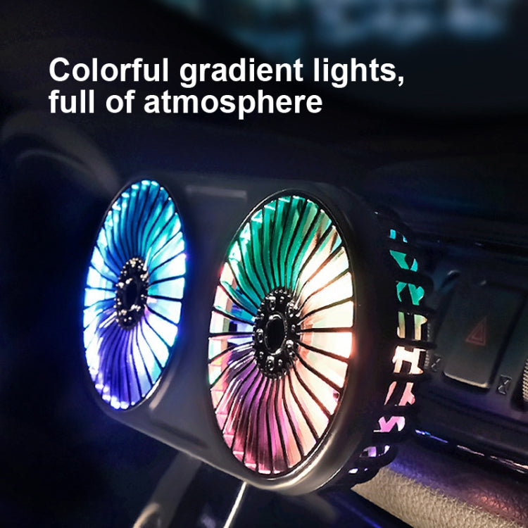 F211 Car Double Head With Led Electric Fan Car Air Outlet Instrument Panel USB Mini Fan(Pink) - Heating & Fans by PMC TechLife | Online Shopping South Africa | PMC TechLife