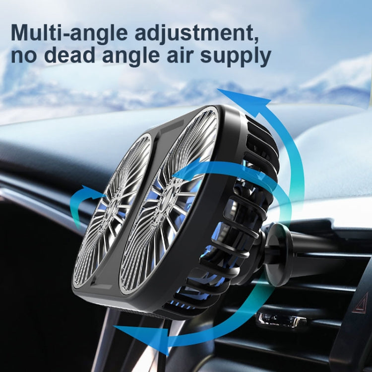 F211 Car Double Head With Led Electric Fan Car Air Outlet Instrument Panel USB Mini Fan(Black) - Heating & Fans by PMC TechLife | Online Shopping South Africa | PMC TechLife