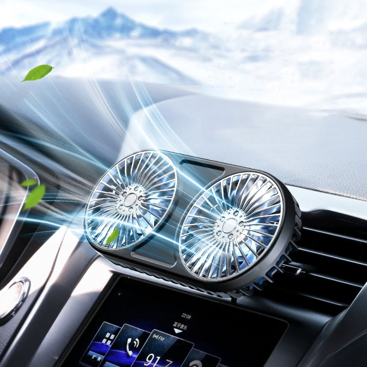 F211 Car Double Head With Led Electric Fan Car Air Outlet Instrument Panel USB Mini Fan(Pink) - Heating & Fans by PMC TechLife | Online Shopping South Africa | PMC TechLife